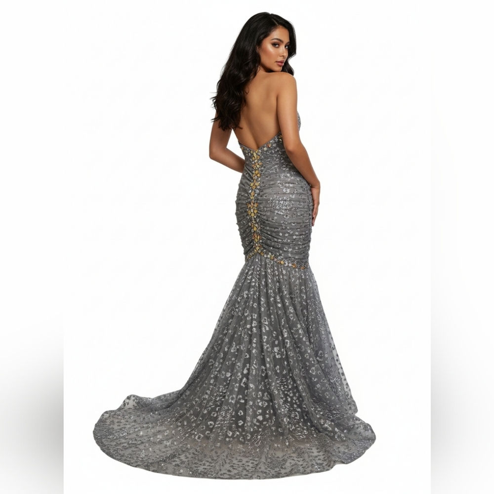 Jovani HAND BEADED STRAPLESS SWEETHEART MERMAID GOWN SIZE 0 - Picture 2 of 8